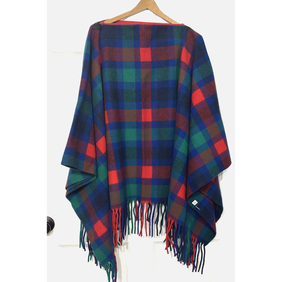 Vtg PENDLETON Womens Tartan Plaid Wool Zip Up Poncho Blanket Cape USA Knockabout - Picture 8 of 13